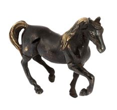 Brass Galloping Horse Statue In Black Finish