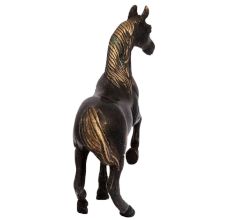 Brass Galloping Horse Statue In Black Finish