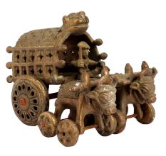 Brass Vintage Bullock Cart Statue  Home Decoration