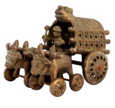 Brass Vintage Bullock Cart Statue  Home Decoration