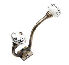 Black Leaf Ceramic Floral Antique Iron Hook