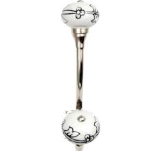 Black Leaf Ceramic Floral Silver Iron Hook