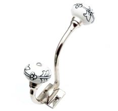Black Leaf Ceramic Floral Silver Iron Hook