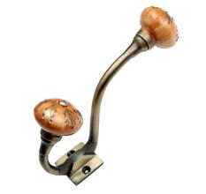 Brown Golden Leaf Ceramic Antique Iron Hook