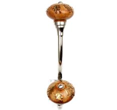 Brown Golden Leaf Ceramic Silver Iron Hook