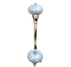 Grey Leaf Ceramic Floral Silver Iron Hook