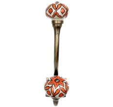 Handmade Orange Floral Ceramic Antique Iron Hook