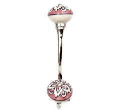 Peach Flower Ceramic Silver Iron Hook
