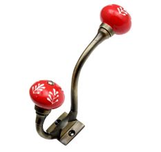 Red White Leaf Antique Iron Hook