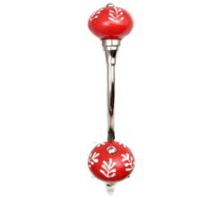 Red White Leaf Silver Iron Hook