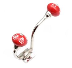 Red White Leaf Silver Iron Hook