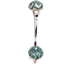 Sea Green Flower Ceramic Silver Iron Hook
