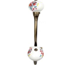 White Floral Leafy Painted Antique Iron Hook