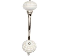 White Spider Net Etched Ceramic Silver Iron Hook