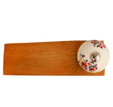 White Floral Leafy Painted Wooden Door Stopper