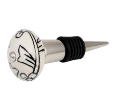 Black Leaf Ceramic Floral Wine Bottle Stopper