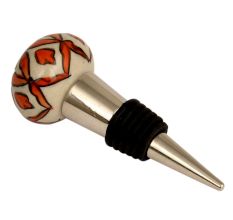 Handmade Orange Floral Ceramic Wine Bottle Stopper