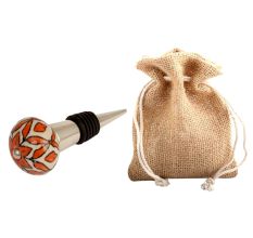 Handmade Orange Floral Ceramic Wine Bottle Stopper