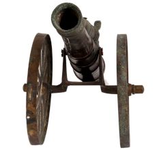 Brass Cannon With Solider Table Decoration