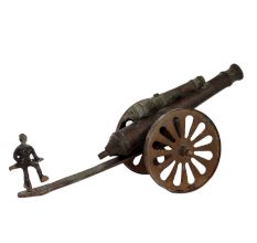 Brass Cannon With Solider Table Decoration