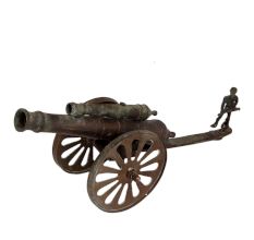 Brass Cannon With Solider Table Decoration