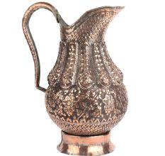 Islamic Copper Jug With Repousse Floral Pattern
