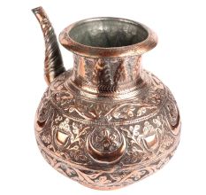Embossed Floral Design Copper Water Pot With Stout