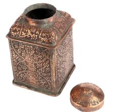 Vintage Copper Storage Jar Canisters With Repousse Floral Motifs