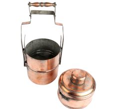 Handcrafted Copper Three Tier Lunch Box With Lid