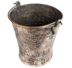 Hand crafted Copper Bucket Kashmiri Repousse Work With Handle