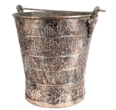 Hand crafted Copper Bucket Kashmiri Repousse Work With Handle