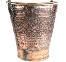 Repousse Work Copper Bucket With Handles