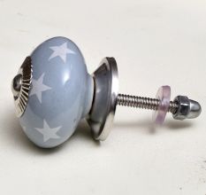 Light Grey White Tiny Star Pattern Cabinet Knobs