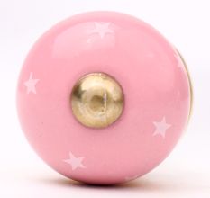 Pink White Tiny Star Pattern Cabinet Knobs