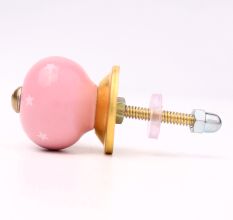 Pink White Tiny Star Pattern Cabinet Knobs