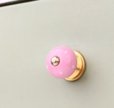 Pink White Tiny Star Pattern Cabinet Knobs