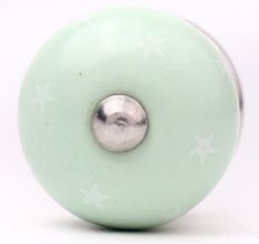 Sage Green White Tiny Star Pattern Cabinet Knobs