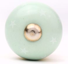 Sage Green White Tiny Star Pattern Cabinet Knobs