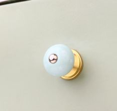 Sage Green White Tiny Star Pattern Cabinet Knobs