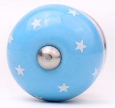 Turquoise White Tiny Star Pattern Cabinet Knobs