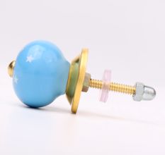 Turquoise White Tiny Star Pattern Cabinet Knobs