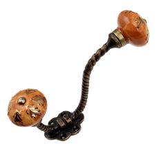 Brown Golden Leaf Ceramic Antique Rope Iron Hook