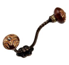 Cherry Wave Etched Ceramic Antique Rope Iron Hook