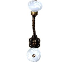 Grey Leaf Ceramic Floral Antique Rope Iron Hook