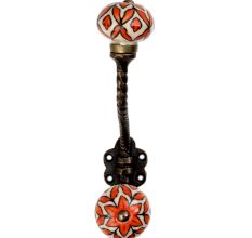 Handmade Orange Floral Ceramic Antique Rope Iron Hook