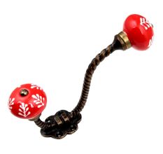 Red White Leaf Antique Rope Iron Hook