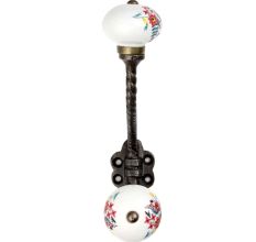 White Floral Leafy Painted Antique Rope Iron Hook