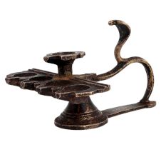 Brass Arti Worship Diya With Cobra Snake handle