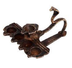 Brass Arti Worship Diya With Cobra Snake handle