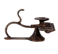 Brass Arti Worship Diya With Cobra Snake handle